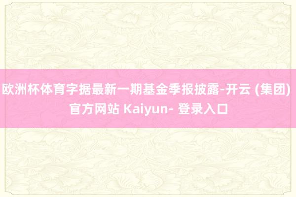 欧洲杯体育字据最新一期基金季报披露-开云 (集团) 官方网站 Kaiyun- 登录入口