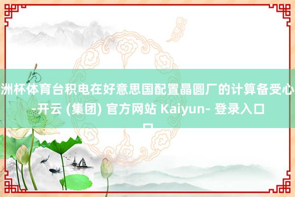 欧洲杯体育台积电在好意思国配置晶圆厂的计算备受心思-开云 (集团) 官方网站 Kaiyun- 登录入口