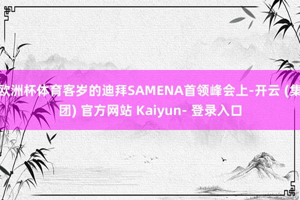 欧洲杯体育客岁的迪拜SAMENA首领峰会上-开云 (集团) 官方网站 Kaiyun- 登录入口