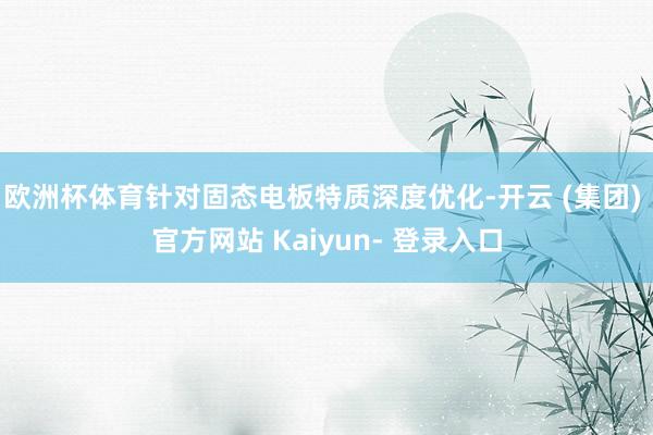 欧洲杯体育针对固态电板特质深度优化-开云 (集团) 官方网站 Kaiyun- 登录入口